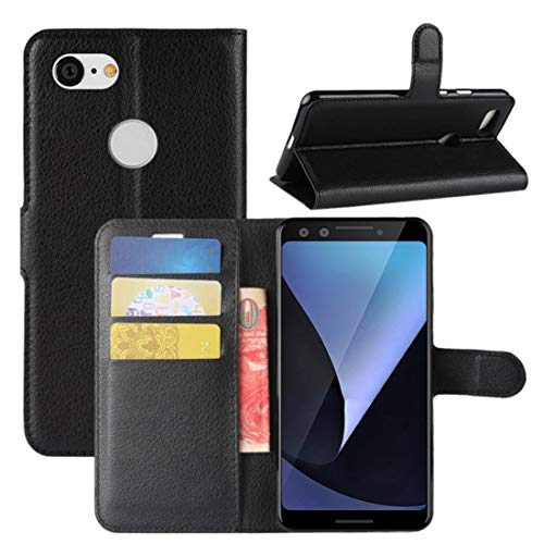 HualuBro Google Pixel 3 XL Hülle, Premium PU Leder Stoßfest HandyHülle Schutzhülle Klapphülle Handytasche Wallet Flip Case Cover für Google Pixel 3XL Tasche (Schwarz) von HualuBro