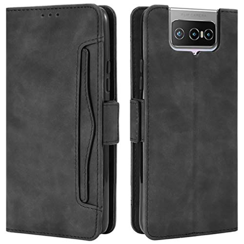 HualuBro Handyhülle für Asus Zenfone 7 ZS670KS Hülle Leder, Flip Case Cover Stoßfest Klapphülle Handytasche Schutzhülle für Asus Zenfone 7 ZS670KS Tasche (Schwarz) von HualuBro