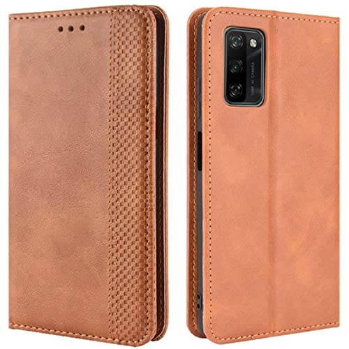 HualuBro Handyhülle für Blackview A100 Hülle Leder, Magnetisch Stoßfest Schutzhülle Klapphülle Handytasche Flip Case Cover für Blackview A100 2021 Tasche, Braun von HualuBro