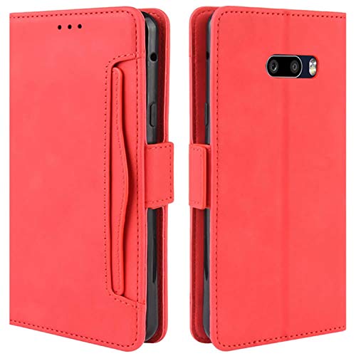 HualuBro Handyhülle für LG G8X ThinQ Hülle, LG V50S ThinQ Hülle Leder, Flip Case Cover Stoßfest Klapphülle Handytasche Schutzhülle für LG G8X ThinQ Tasche (Rot) von HualuBro