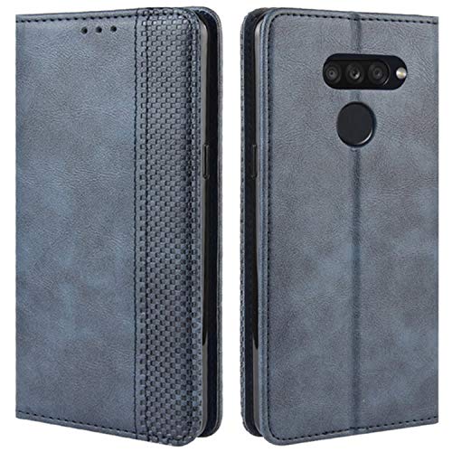 HualuBro Handyhülle für LG K50S Hülle, Retro Leder Stoßfest Klapphülle Schutzhülle Handytasche LederHülle Flip Case Cover für LG K50S Tasche, Blau von HualuBro