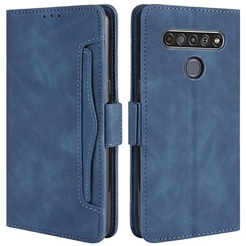 HualuBro Handyhülle für LG K61 Hülle Leder, Flip Case Cover Stoßfest Klapphülle Handytasche Schutzhülle für LG K61 Tasche (Blau) von HualuBro