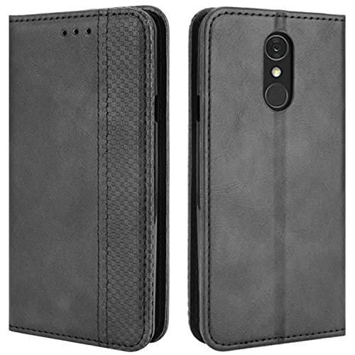 HualuBro Handyhülle für LG Q7 Case, LG Q7 Plus Hülle Leder, Magnetisch Stoßfest Schutzhülle Klapphülle Handytasche Flip Case Cover für LG Q7 / LG Q7+ Plus Tasche, Schwarz von HualuBro