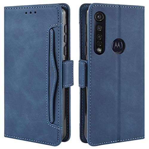HualuBro Handyhülle für Motorola Moto G8 Plus Hülle Leder, Flip Case Cover Stoßfest Klapphülle Handytasche Schutzhülle für Motorola Moto G8 Plus Tasche (Blau) von HualuBro