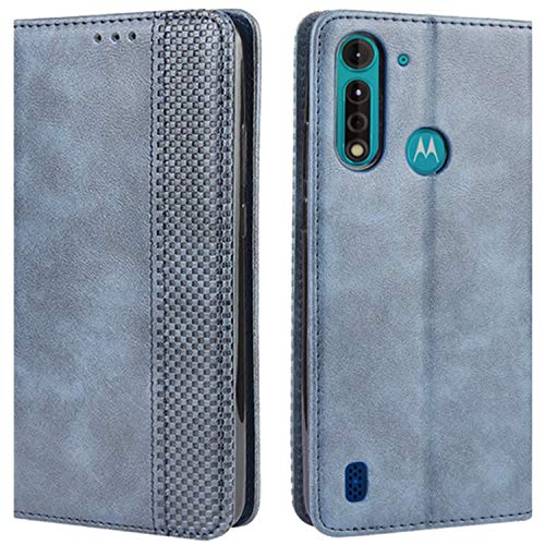 HualuBro Handyhülle für Motorola Moto G8 Power Lite Hülle, Retro Leder Stoßfest Klapphülle Schutzhülle Handytasche LederHülle Flip Case Cover für Motorola Moto G8 Power Lite Tasche, Blau von HualuBro