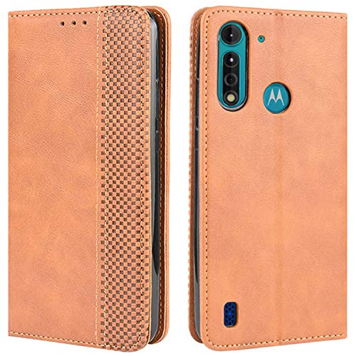 HualuBro Handyhülle für Motorola Moto G8 Power Lite Hülle, Retro Leder Stoßfest Klapphülle Schutzhülle Handytasche LederHülle Flip Case Cover für Motorola Moto G8 Power Lite Tasche, Braun von HualuBro