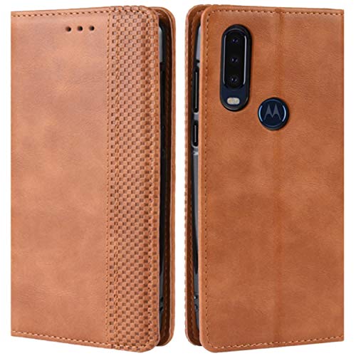 HualuBro Handyhülle für Motorola One Action Hülle, Retro Leder Brieftasche Tasche Schutzhülle Handytasche LederHülle Flip Case Cover für Motorola Moto One Action - Braun von HualuBro