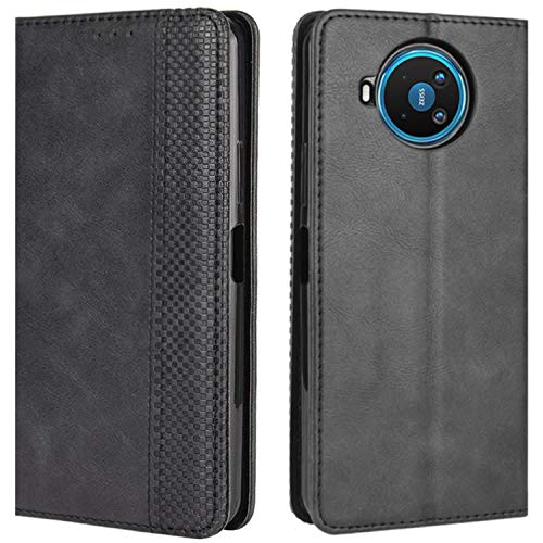 HualuBro Handyhülle für Nokia 8.3 Hülle, Retro Leder Stoßfest Klapphülle Schutzhülle Handytasche LederHülle Flip Case Cover für Nokia 8.3 5G Tasche, Schwarz von HualuBro