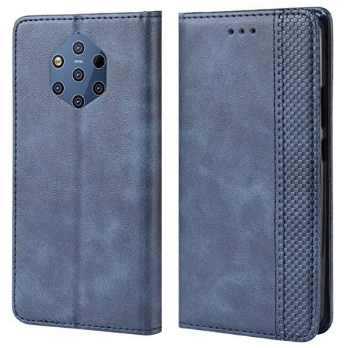 HualuBro Handyhülle für Nokia 9 PureView Hülle, Retro Leder Brieftasche Tasche Schutzhülle Handytasche LederHülle Flip Case Cover für Nokia 9 PureView - Blau von HualuBro