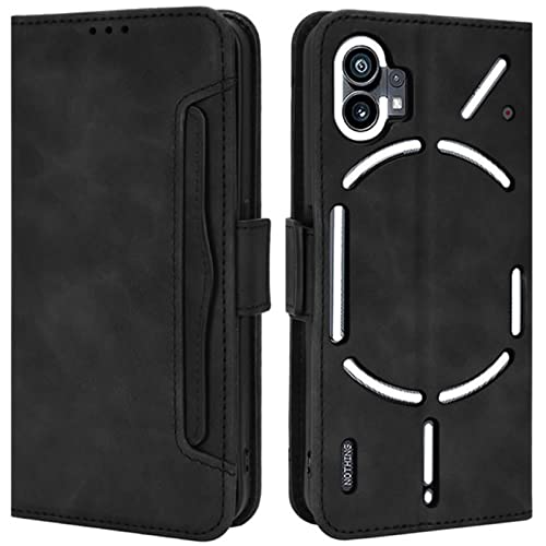 HualuBro Handyhülle für Nothing Phone 1 Hülle Leder, Flip Case Cover Stoßfest Klapphülle Handytasche LederHülle Schutzhülle für Nothing Phone 1 Tasche (Schwarz) von HualuBro