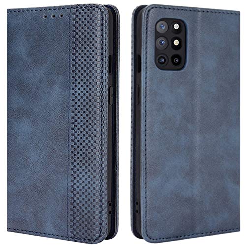 HualuBro Handyhülle für OnePlus 8T Hülle, Retro Leder Stoßfest Klapphülle Schutzhülle Handytasche LederHülle Flip Case Cover für OnePlus 8T Tasche, Blau von HualuBro