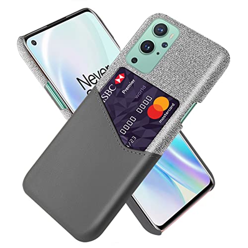 HualuBro Handyhülle für OnePlus 9 Hülle, Premium PU Leder Ultra Slim Nylon Stoßfest Schutzhülle Bumper Back Case Cover für OnePlus 9 5G Tasche (Grey) von HualuBro