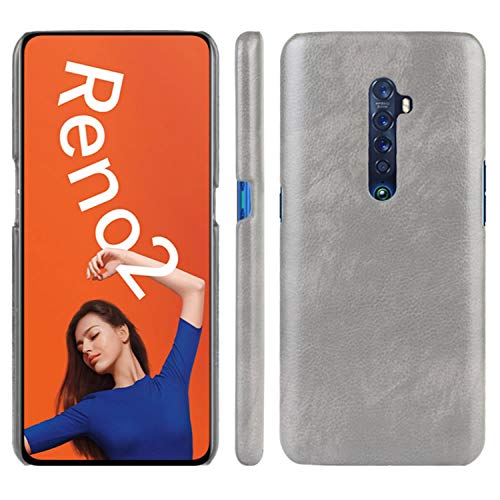 HualuBro Handyhülle für Oppo Reno 2 Hülle, Retro PU Leder Ultra Slim Tasche Cover Stoßfest Bumper Case Schutzhülle Lederhülle Backcover für Oppo Reno2 2019 (Grey) von HualuBro