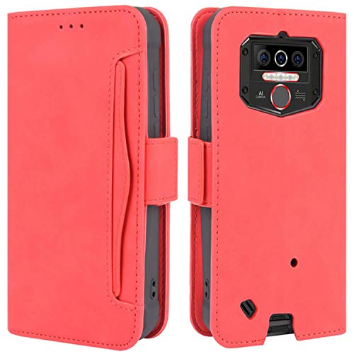 HualuBro Handyhülle für Oukitel WP5 Hülle Leder, Flip Case Cover Stoßfest Klapphülle Handytasche Schutzhülle für Oukitel WP5 2020 Tasche (Rot) von HualuBro