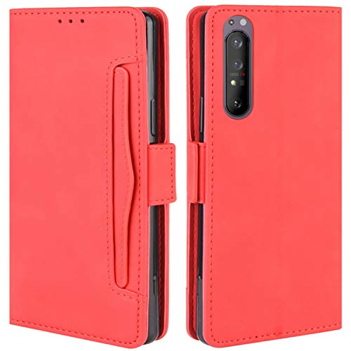 HualuBro Handyhülle für Sony Xperia 5 II Hülle Leder, Flip Case Cover Stoßfest Klapphülle Handytasche Schutzhülle für Sony Xperia 5 II 2020 Tasche (Rot) von HualuBro