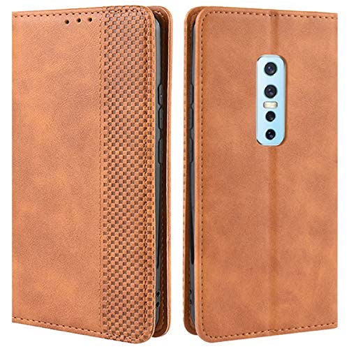 HualuBro Handyhülle für Vivo V17 Pro Hülle, Retro Leder Brieftasche Tasche Schutzhülle Handytasche LederHülle Flip Case Cover für Vivo V17 Pro - Braun von HualuBro