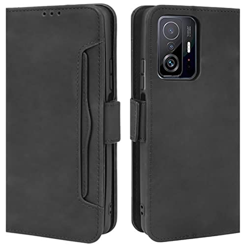 HualuBro Handyhülle für Xiaomi 11T Pro Hülle, Xiaomi 11T Hülle Leder, Flip Case Cover Stoßfest Klapphülle Handytasche LederHülle Schutzhülle für Xiaomi 11T Pro 5G Tasche (Schwarz) von HualuBro