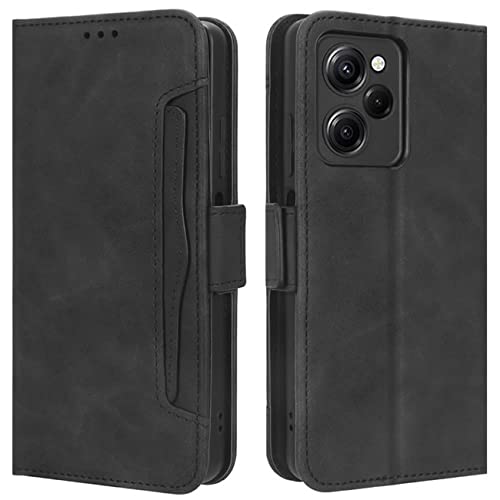 HualuBro Handyhülle für Xiaomi Poco X5 Pro Hülle Leder, Flip Case Cover Stoßfest Klapphülle Handytasche LederHülle Schutzhülle für Xiaomi Poco X5 Pro 5G Tasche (Schwarz) von HualuBro