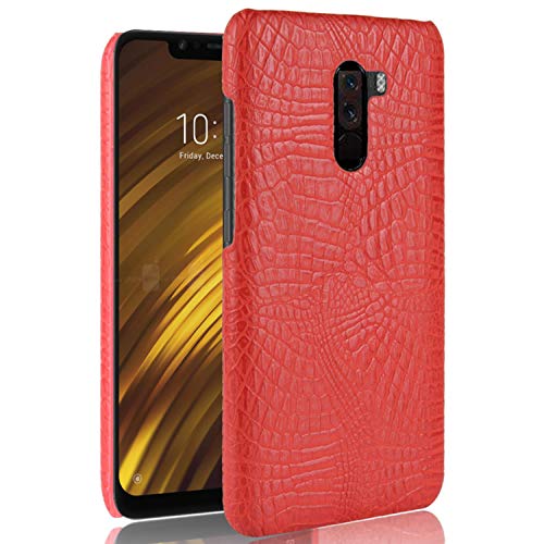 HualuBro Handyhülle für Xiaomi Pocophone F1 Hülle, Premium PU Leder Hardcase [Ultra Dünn] Lederhülle Tasche Schutzhülle Case Cover für Xiaomi Pocophone F1 (Rot) von HualuBro