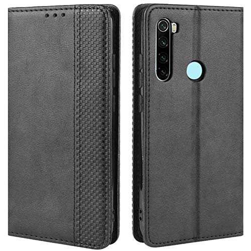 HualuBro Handyhülle für Xiaomi Redmi Note 8T Hülle, Retro Leder Stoßfest Klapphülle Schutzhülle Handytasche LederHülle Flip Case Cover für Xiaomi Redmi Note 8T Tasche, Schwarz von HualuBro