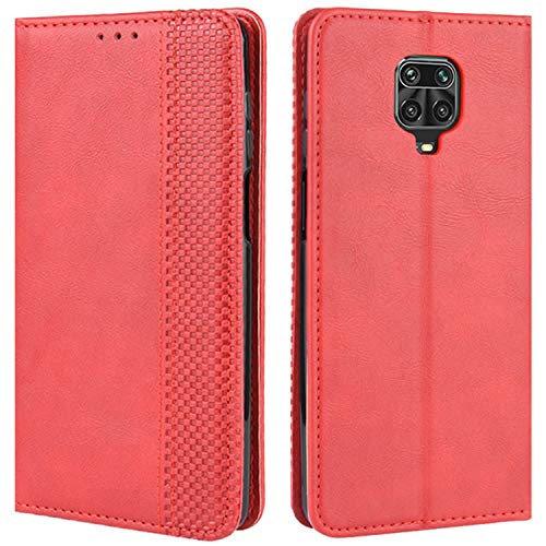 HualuBro Handyhülle für Xiaomi Redmi Note 9S Hülle, Redmi Note 9 Pro Hülle, Retro Leder Stoßfest Klapphülle Handy Tasche LederHülle Flip Case Cover für Redmi Note 9S Schutzhülle, Rot von HualuBro