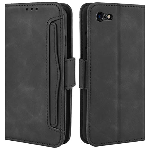 HualuBro Handyhülle für iPhone SE 2020 Hülle, iPhone 8 Hülle, iPhone 7 Hülle Leder, Flip Case Cover Stoßfest Klapphülle Handytasche Schutzhülle für iPhone SE 2 SE2 Tasche (Schwarz) von HualuBro
