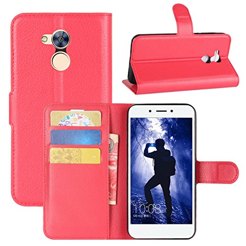 HualuBro Huawei Honor 6A Hülle, [All Around Schutz] Premium PU Leder Leather Wallet HandyHülle Tasche Schutzhülle Flip Case Cover für Huawei Honor 6A Smartphone (Rot) von HualuBro