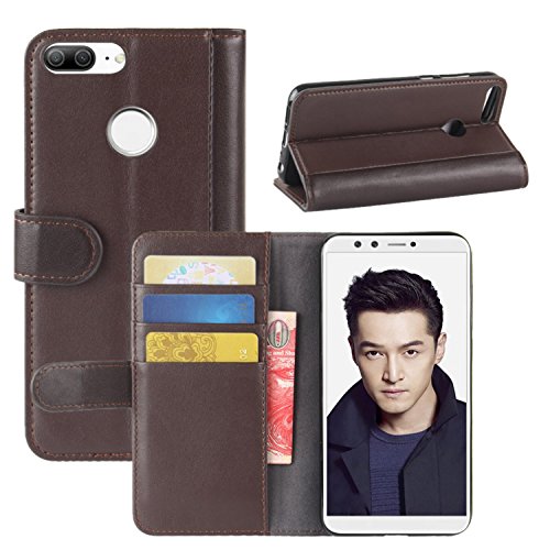 HualuBro Huawei Honor 9 Lite Hülle, Echt Leder Leather Wallet Handyhülle Tasche Schutzhülle Case Flip Cover mit Karten Slot für Huawei Honor 9 Lite Smartphone (Braun) von HualuBro