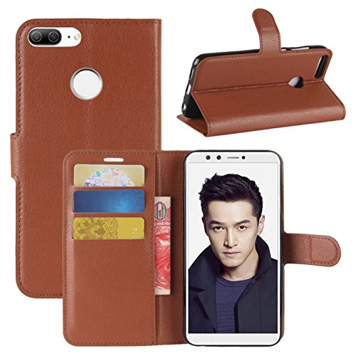 HualuBro Huawei Honor 9 Lite Hülle, Premium PU Leder Leather Wallet Handyhülle Tasche Schutzhülle Case Flip Cover mit Karten Slot für Huawei Honor 9 Lite Smartphone (Braun) von HualuBro