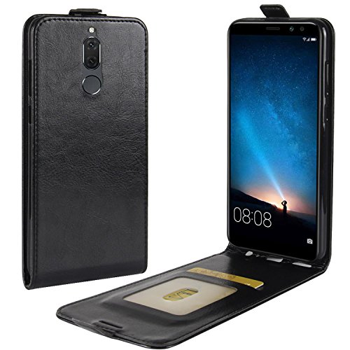 HualuBro Huawei Mate 10 Lite Hülle, [All Around Schutz] Premium PU Leder Leather Handy Tasche Schutzhülle Case Flip Cover mit Karten Slot für Huawei Mate 10 Lite Smartphone (Schwarz) von HualuBro