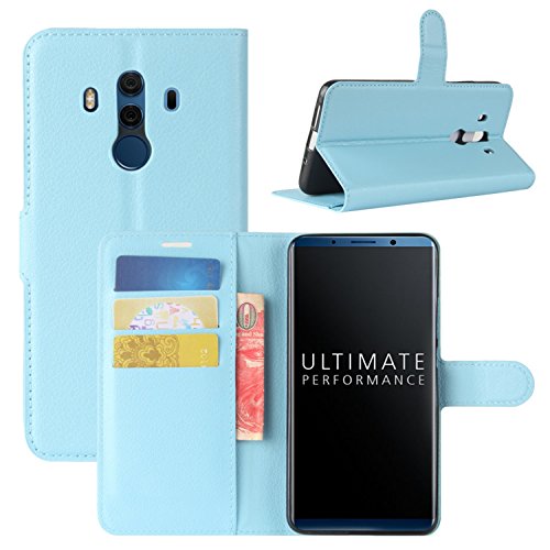 HualuBro Huawei Mate 10 Pro Hülle, Premium PU Leder Leather Wallet Handyhülle Tasche Schutzhülle Case Flip Cover mit Karten Slot für Huawei Mate 10 Pro Smartphone (Blau) von HualuBro