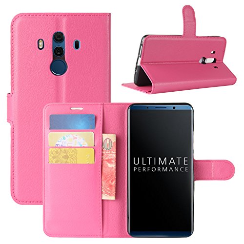 HualuBro Huawei Mate 10 Pro Hülle, Premium PU Leder Leather Wallet Handyhülle Tasche Schutzhülle Case Flip Cover mit Karten Slot für Huawei Mate 10 Pro Smartphone (Rose) von HualuBro