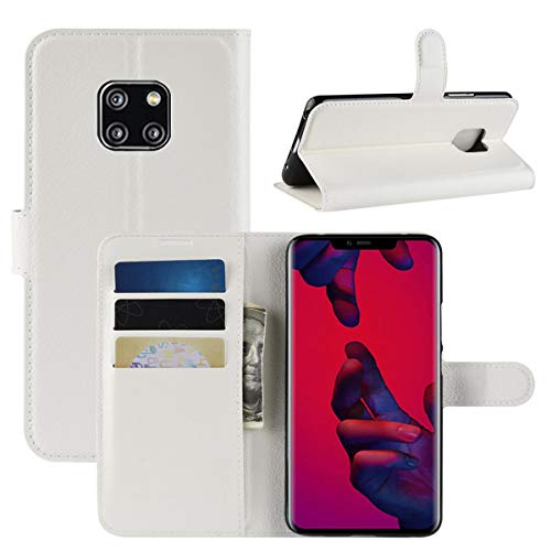 HualuBro Huawei Mate 20 Pro Hülle, Premium PU Leder Leather Wallet HandyHülle Tasche Schutzhülle Flip Case Cover für Huawei Mate20 Pro 2018 Smartphone (Weiß) von HualuBro