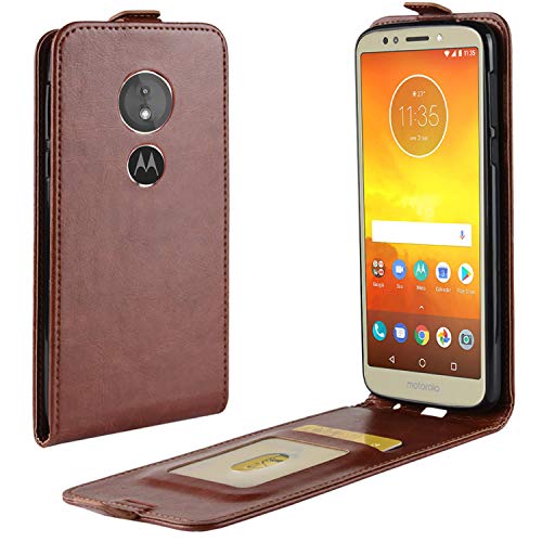 HualuBro Moto G6 Play Hülle, Premium PU Leder Leather HandyHülle Tasche Schutzhülle Flip Case Cover für Motorola Moto G6 Play Smartphone (Braun) von HualuBro