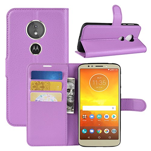 HualuBro Moto G6 Play Hülle, Premium PU Leder Leather Wallet HandyHülle Tasche Schutzhülle Flip Case Cover für Motorola Moto G6 Play Smartphone (Violett) von HualuBro