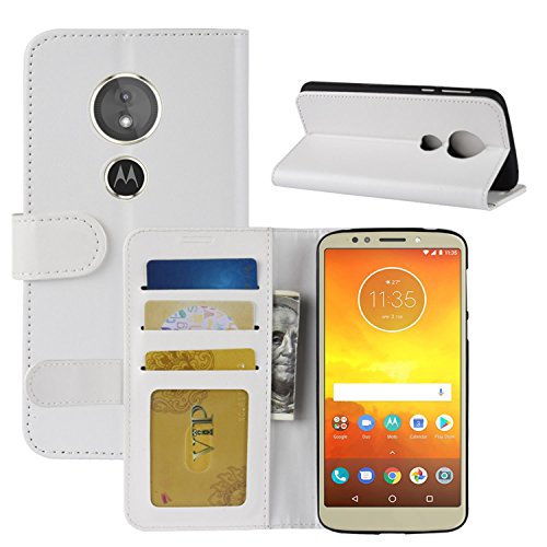 HualuBro Moto G6 Play Hülle, Retro PU Leder Leather Wallet HandyHülle Tasche Schutzhülle Flip Case Cover für Motorola Moto G6 Play Smartphone - Weiß von HualuBro