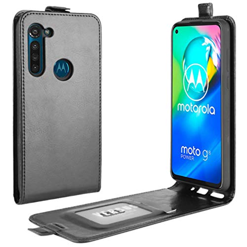 HualuBro Motorola Moto G8 Power Hülle, Premium PU Leder Brieftasche Schutzhülle HandyHülle [Magnetic Closure] Handytasche Flip Case Cover für Motorola Moto G8 Power Tasche (Schwarz) von HualuBro