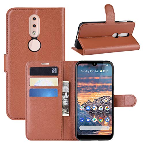 HualuBro Nokia 4.2 Hülle, Leder Brieftasche Etui LederHülle Tasche Schutzhülle HandyHülle [Standfunktion] Handytasche Leather Wallet Flip Case Cover für Nokia 4.2 2019 (Braun) von HualuBro