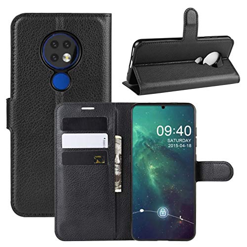 HualuBro Nokia 7.2 Hülle, Nokia 6.2 Hülle, Premium PU Leder Stoßfest Klapphülle Schutzhülle HandyHülle Handytasche Wallet Flip Case Cover für Nokia 7.2 / Nokia 6.2 Tasche (Schwarz) von HualuBro