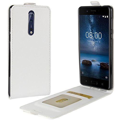 HualuBro Nokia 8 Hülle, [All Around Schutz] Premium PU Leder Leather Wallet HandyHülle Tasche Schutzhülle Flip Case Cover mit Karten Slot für Nokia 8 Smartphone (Weiß) von HualuBro