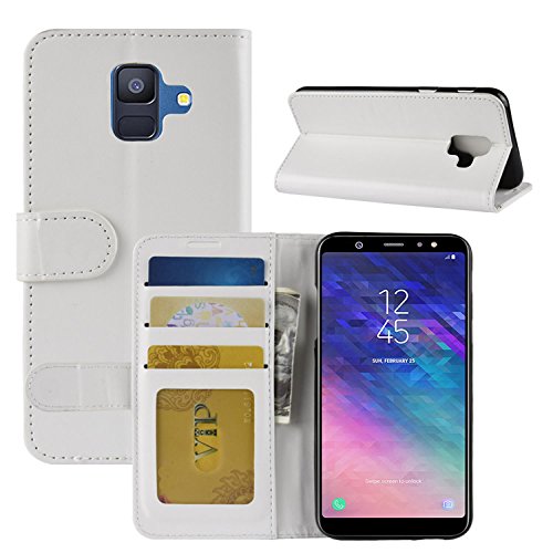 HualuBro Samsung Galaxy A6 2018 Hülle, Retro PU Leder Leather Wallet HandyHülle Tasche Schutzhülle Flip Case Cover mit Karten Slot für Samsung Galaxy A6 2018 Smartphone - Weiß HualuBro Samsung Galaxy A6 2018 Hülle, Retro PU Leder Leather Wallet HandyHülle Tasche Schutzhülle Flip Case Cover mit Karten Slot für Samsung Galaxy A6 2018 Smartphone - Weiß von HualuBro
