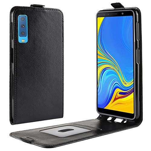 HualuBro Samsung Galaxy A7 2018 Hülle, Premium PU Leder Leather HandyHülle Tasche Schutzhülle Flip Case Cover für Samsung Galaxy A7 2018 Smartphone (Schwarz) von HualuBro