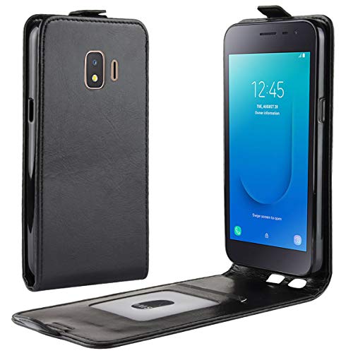 HualuBro Samsung Galaxy J2 Core Hülle, Premium PU Leder Leather HandyHülle Tasche Schutzhülle Flip Case Cover für Samsung Galaxy J2 Core Smartphone (Schwarz) von HualuBro