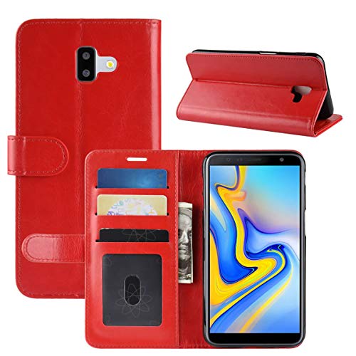 HualuBro Samsung Galaxy J6 Plus Hülle, Retro PU Leder Leather Wallet HandyHülle Tasche Schutzhülle Flip Case Cover für Samsung Galaxy J6 Plus 2018 Smartphone - Rot HualuBro Samsung Galaxy J6 Plus Hülle, Retro PU Leder Leather Wallet HandyHülle Tasche Schutzhülle Flip Case Cover für Samsung Galaxy J6 Plus 2018 Smartphone - Rot von HualuBro