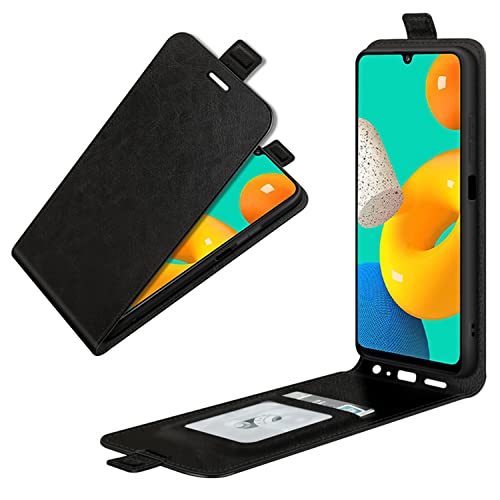 HualuBro Samsung Galaxy M32 Hülle, Premium PU Leder Magnetisch HandyHülle Schutzhülle Handytasche LederHülle Flip Case Cover für Samsung Galaxy M32 2021 Tasche (Schwarz) von HualuBro