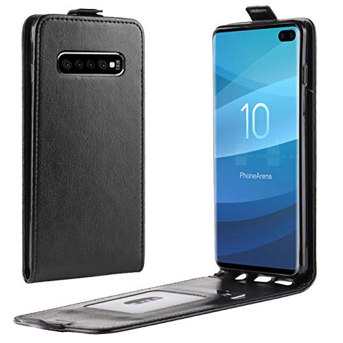 HualuBro Samsung Galaxy S10 Plus Hülle, Premium PU Leder Leather HandyHülle Tasche Schutzhülle Flip Case Cover für Samsung Galaxy S10Plus / S10+ 6.4 Inch Smartphone (Schwarz) von HualuBro