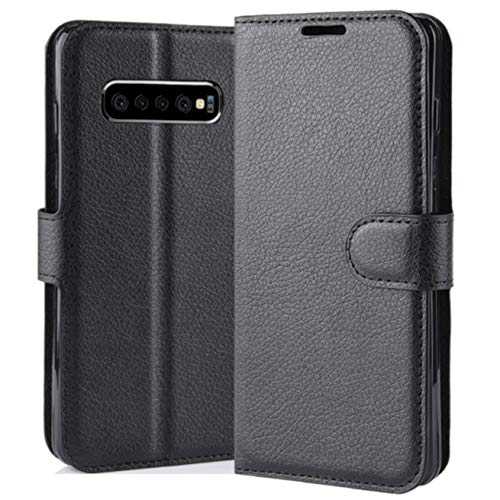 HualuBro Samsung Galaxy S10 Plus Hülle, Premium PU Leder Leather Wallet HandyHülle Tasche Schutzhülle Flip Case Cover für Samsung Galaxy S10Plus / S10+ 6.4 Inch Smartphone (Schwarz) von HualuBro