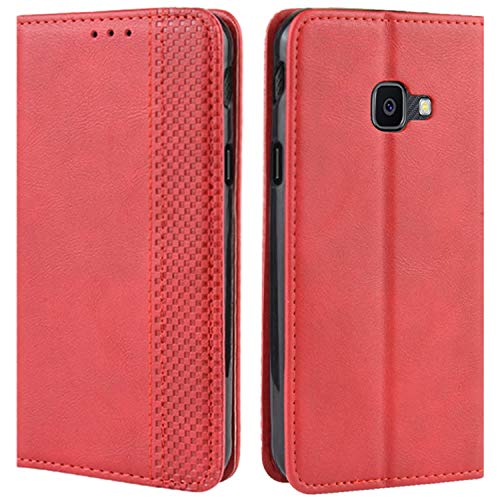 HualuBro Samsung Galaxy Xcover 4s Hülle, Galaxy Xcover 4 Hülle Leder, Stoßfest Klapphülle Schutzhülle Handyhülle Handytasche LederHülle Flip Case Cover für Galaxy Xcover 4s Tasche, Rot von HualuBro