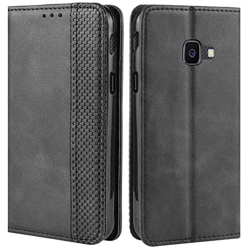 HualuBro Samsung Galaxy Xcover 4s Hülle, Galaxy Xcover 4 Hülle Leder, Stoßfest Klapphülle Schutzhülle Handyhülle Handytasche LederHülle Flip Case Cover für Galaxy Xcover 4s Tasche, Schwarz von HualuBro