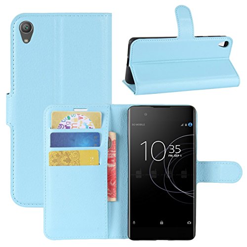 HualuBro Sony Xperia XA1 Plus Hülle, Premium PU Leder Leather Wallet HandyHülle Tasche Schutzhülle Flip Case Cover für Sony Xperia XA1 Plus Smartphone (Blau) von HualuBro